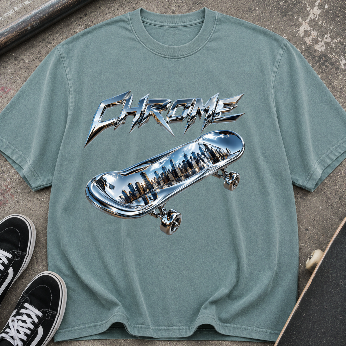 Chrome Skateboard Graphic T‑Shirt