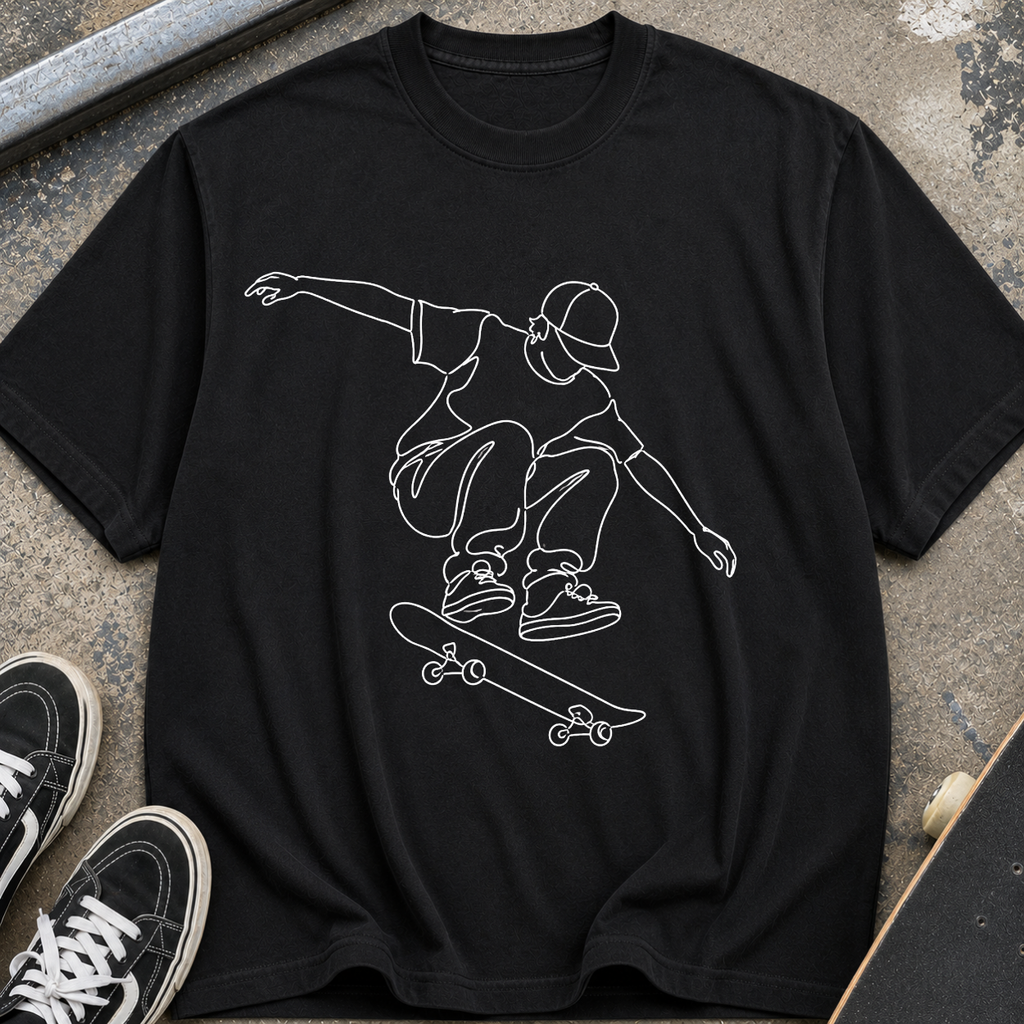 Skateboard Line Art T-Shirt