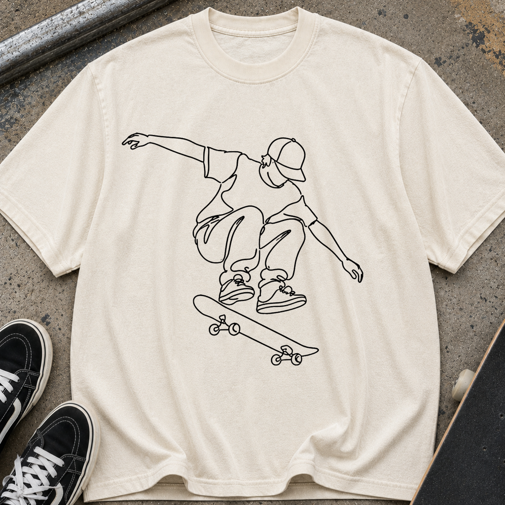 Skateboard Line Art T-Shirt