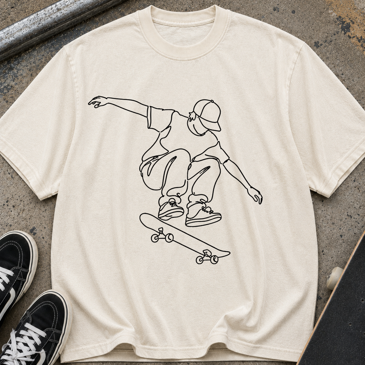 Skateboard Line Art T-Shirt