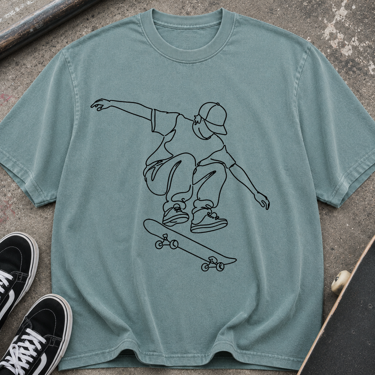 Skateboard Line Art T-Shirt