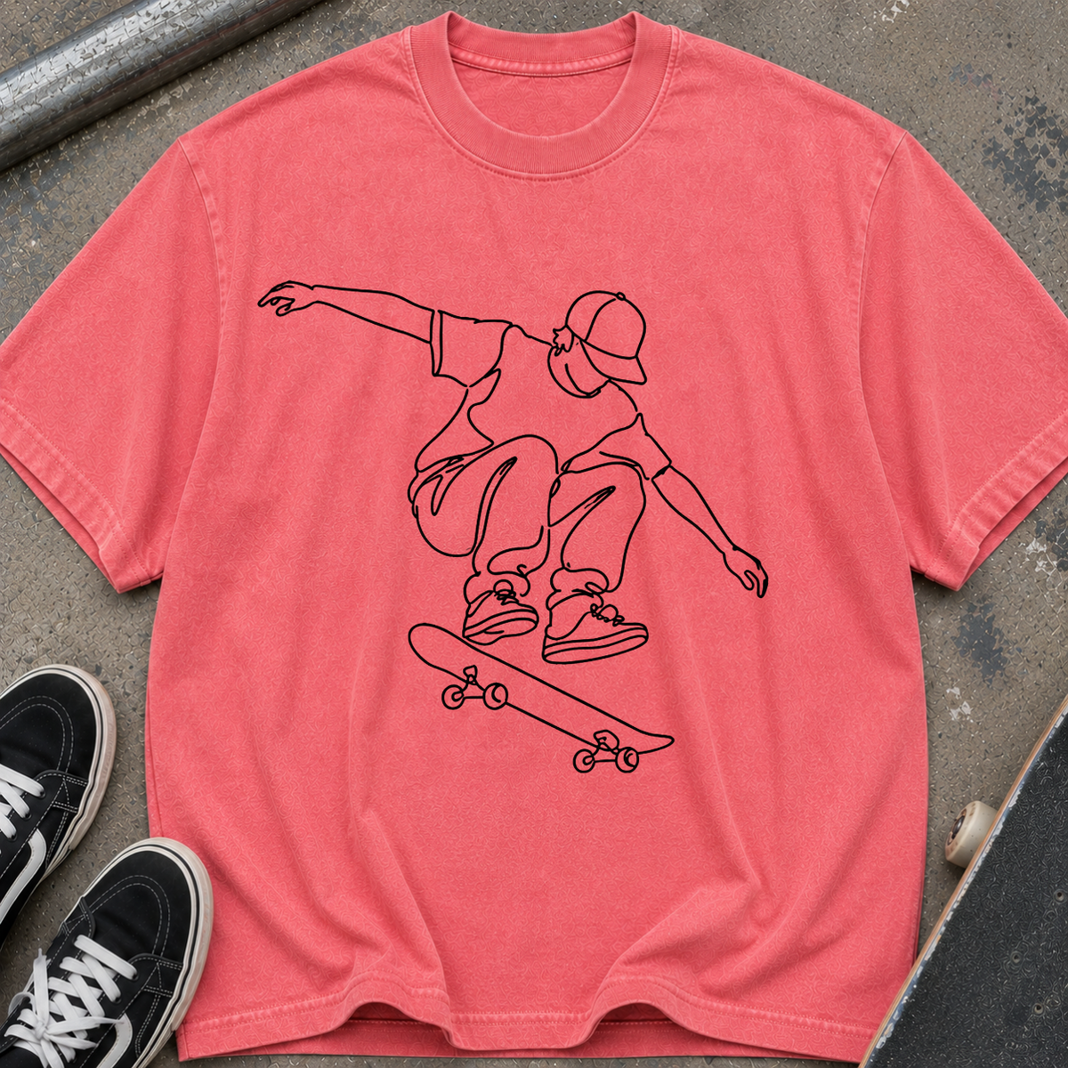 Skateboard Line Art T-Shirt