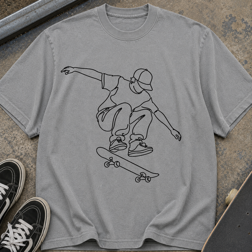 Skateboard Line Art T-Shirt