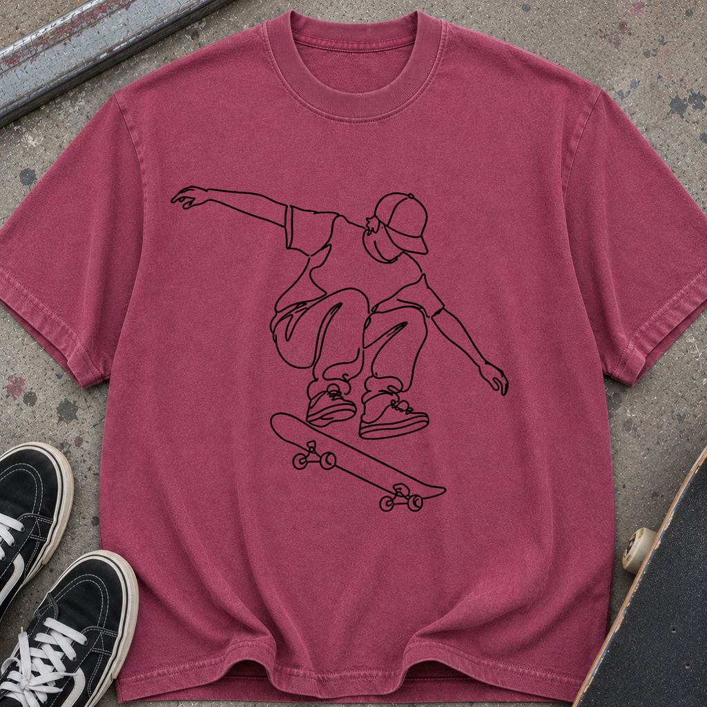 Skateboard Line Art T-Shirt