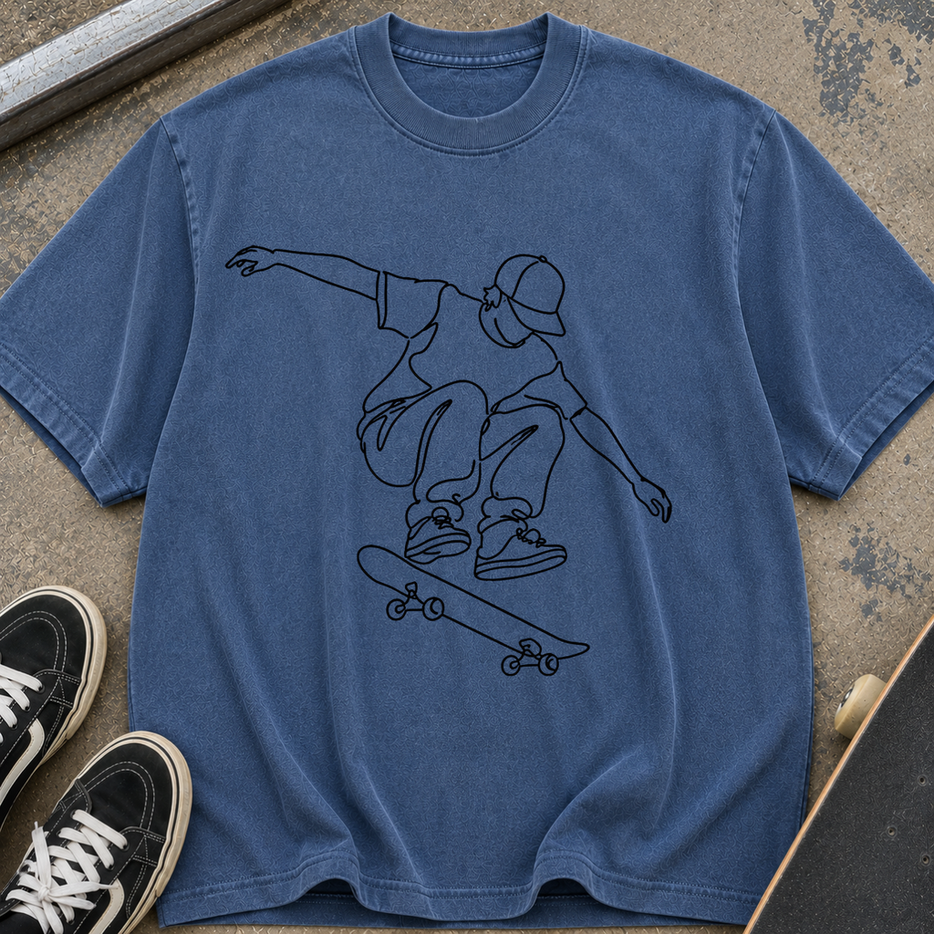 Skateboard Line Art T-Shirt