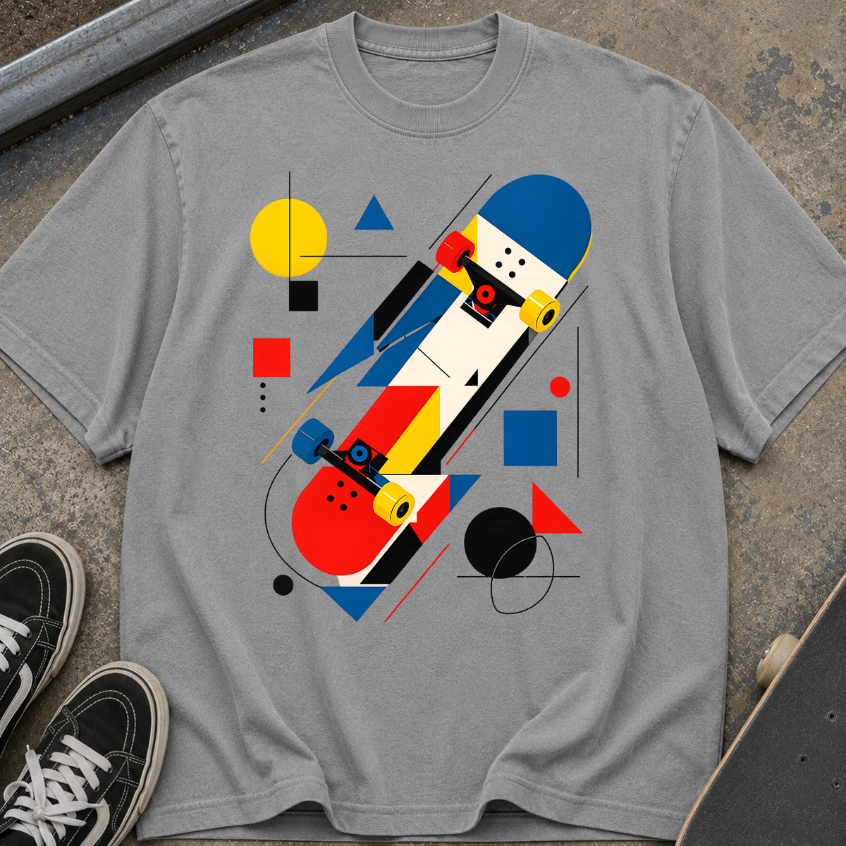 Abstract Skateboard Graphic T-Shirt