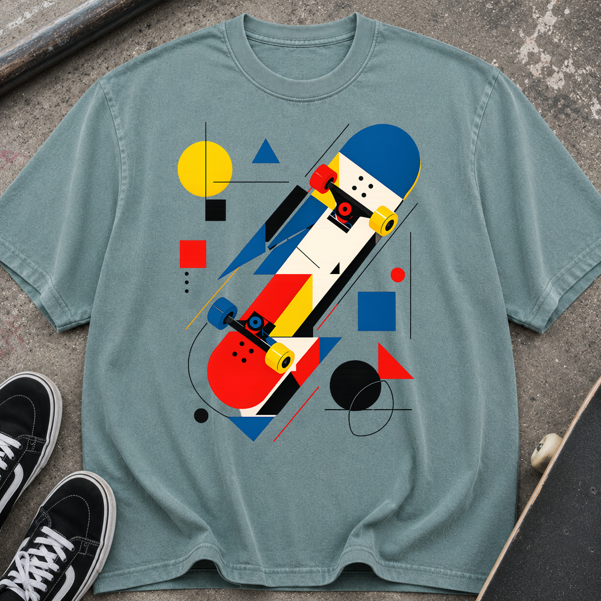 Abstract Skateboard Graphic T-Shirt