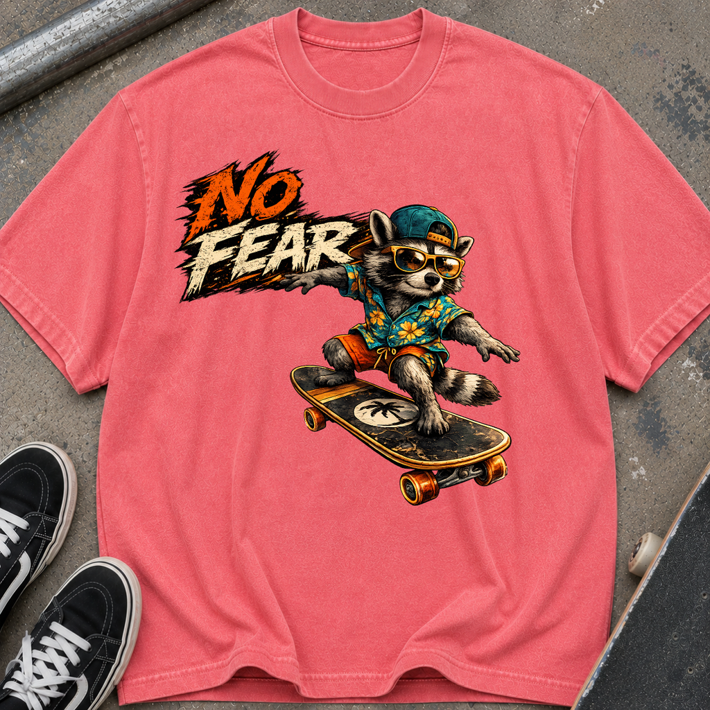 No Fear Skateboard Raccoon T-Shirt