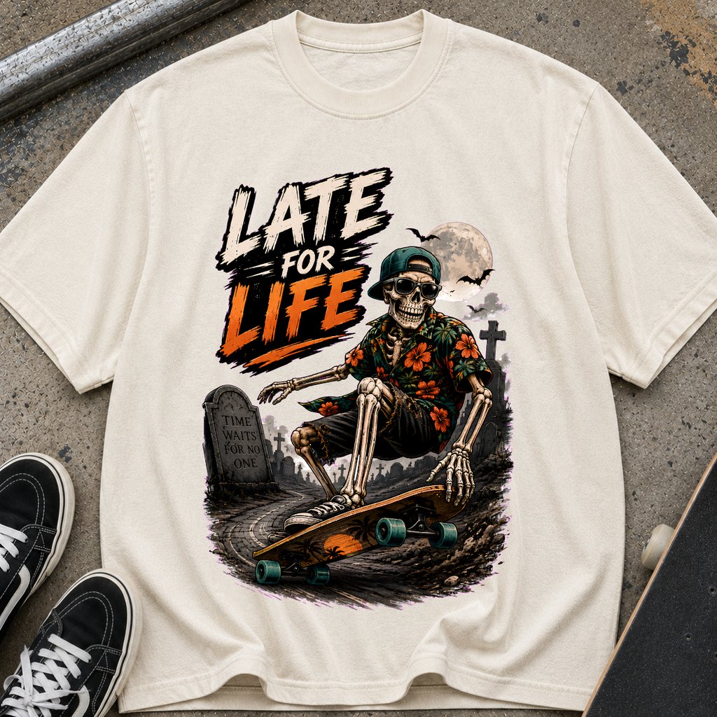Late For Life Skeleton Surf T-Shirt