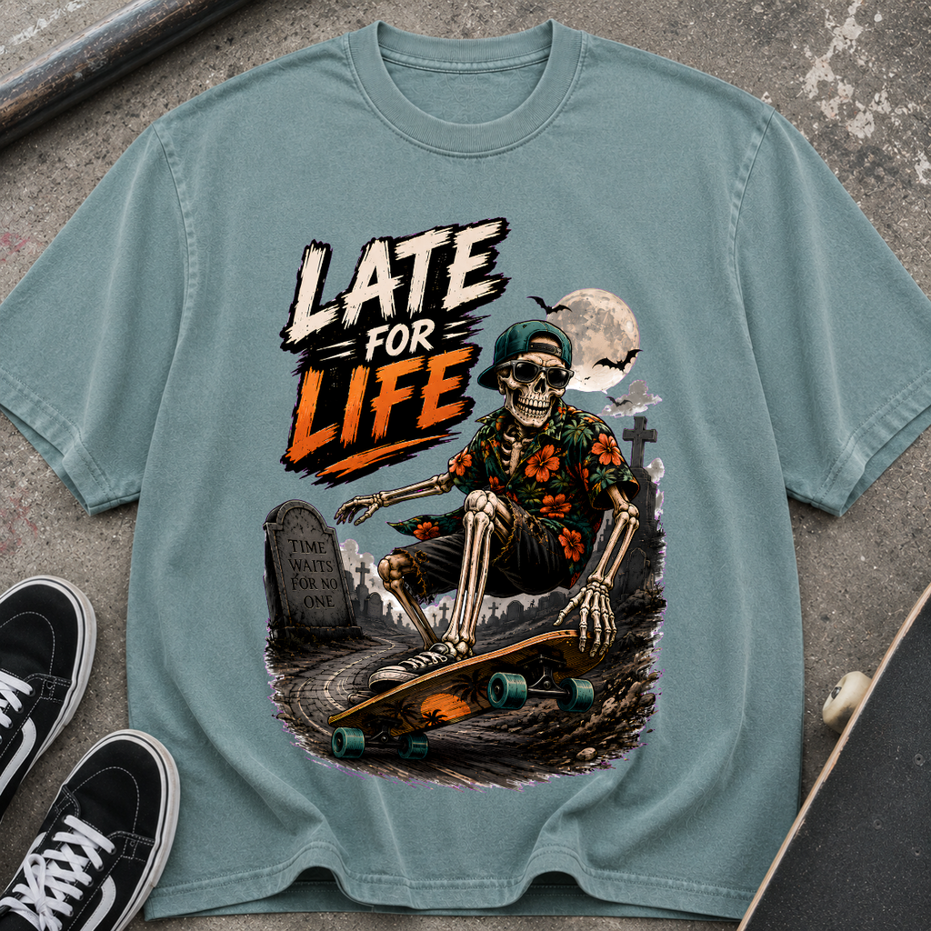 Late For Life Skeleton Surf T-Shirt