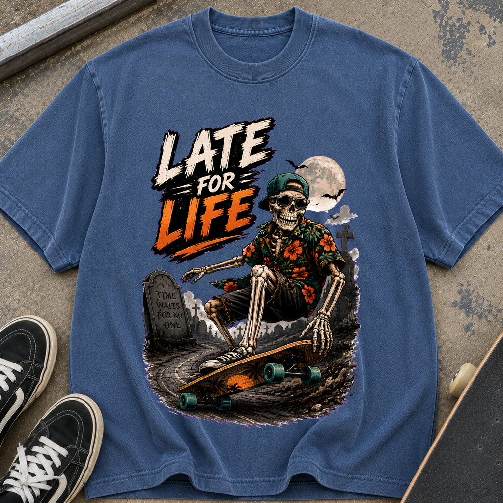 Late For Life Skeleton Surf T-Shirt
