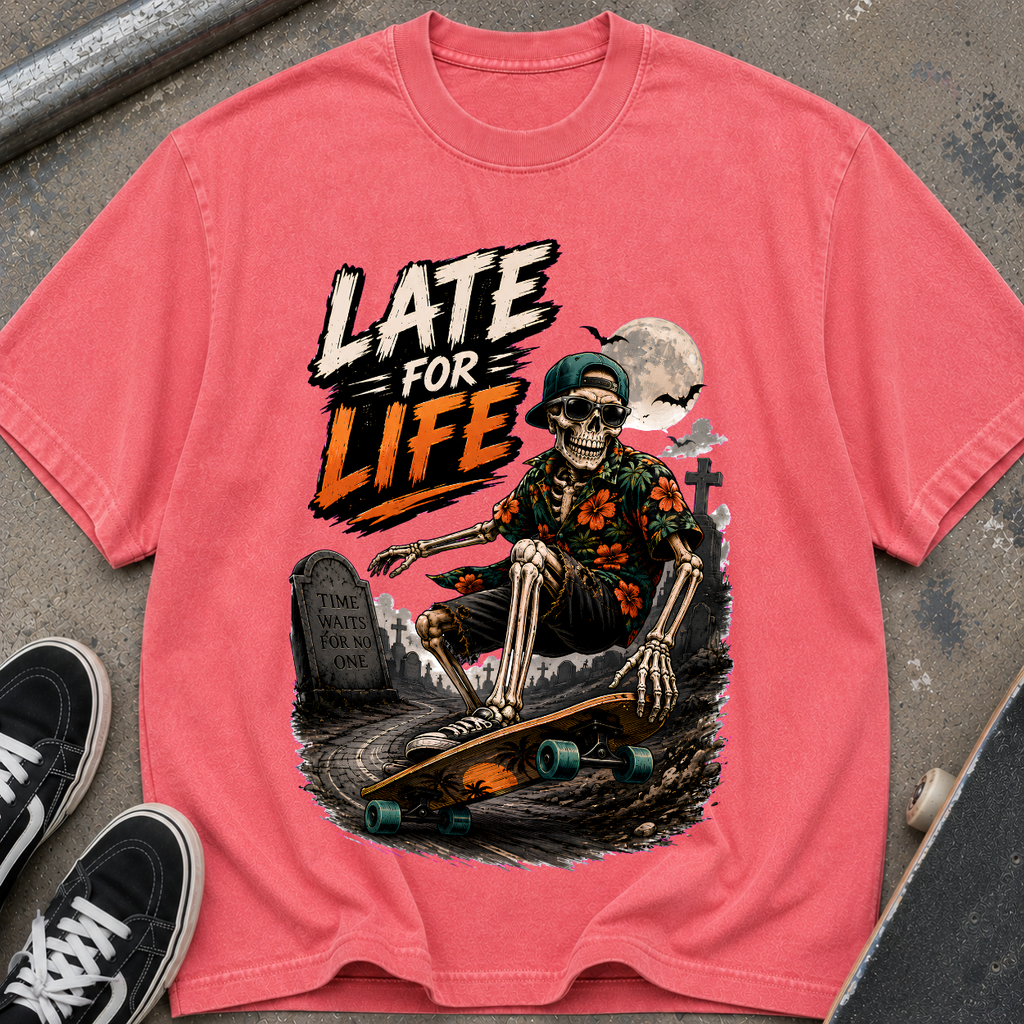 Late For Life Skeleton Surf T-Shirt