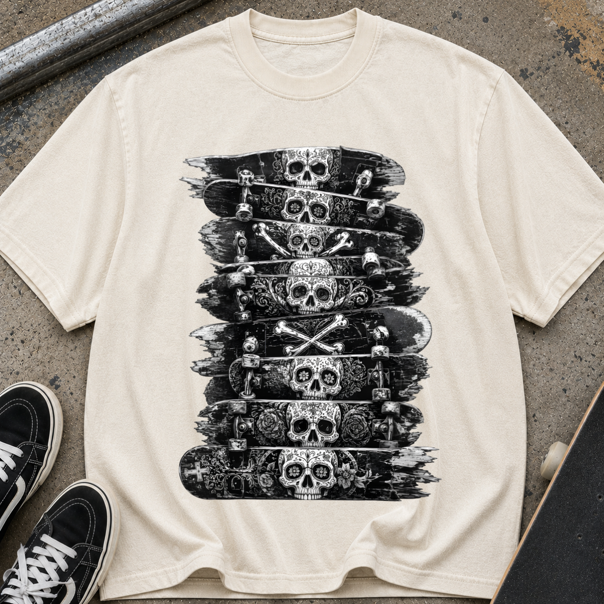 Skateboard Skull Stack T-Shirt