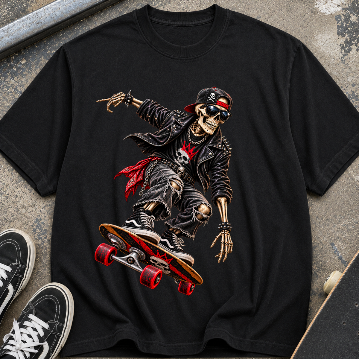 Skater Skeleton Skateboard T-Shirt