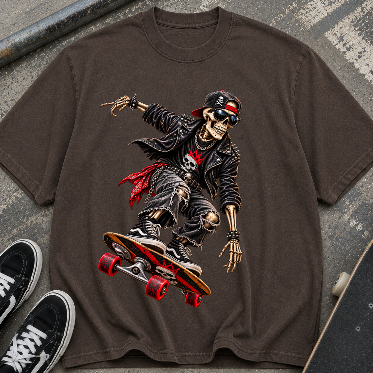Skater Skeleton Skateboard T-Shirt