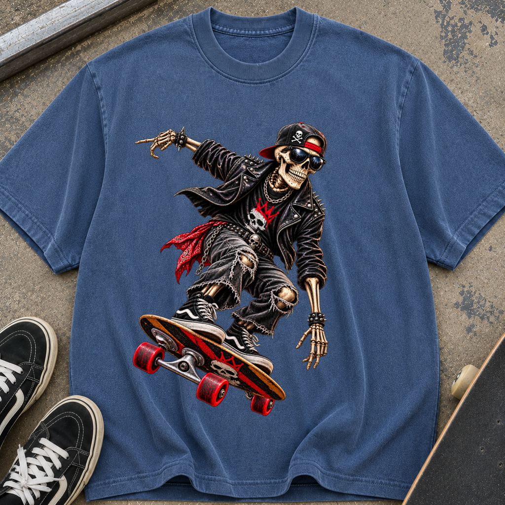 Skater Skeleton Skateboard T-Shirt