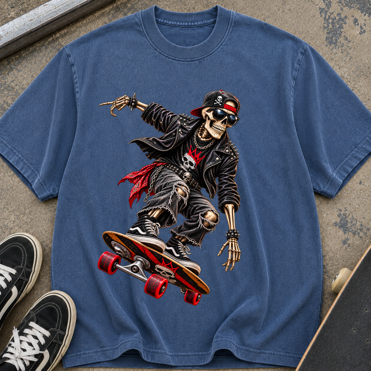 Skater Skeleton Skateboard T-Shirt