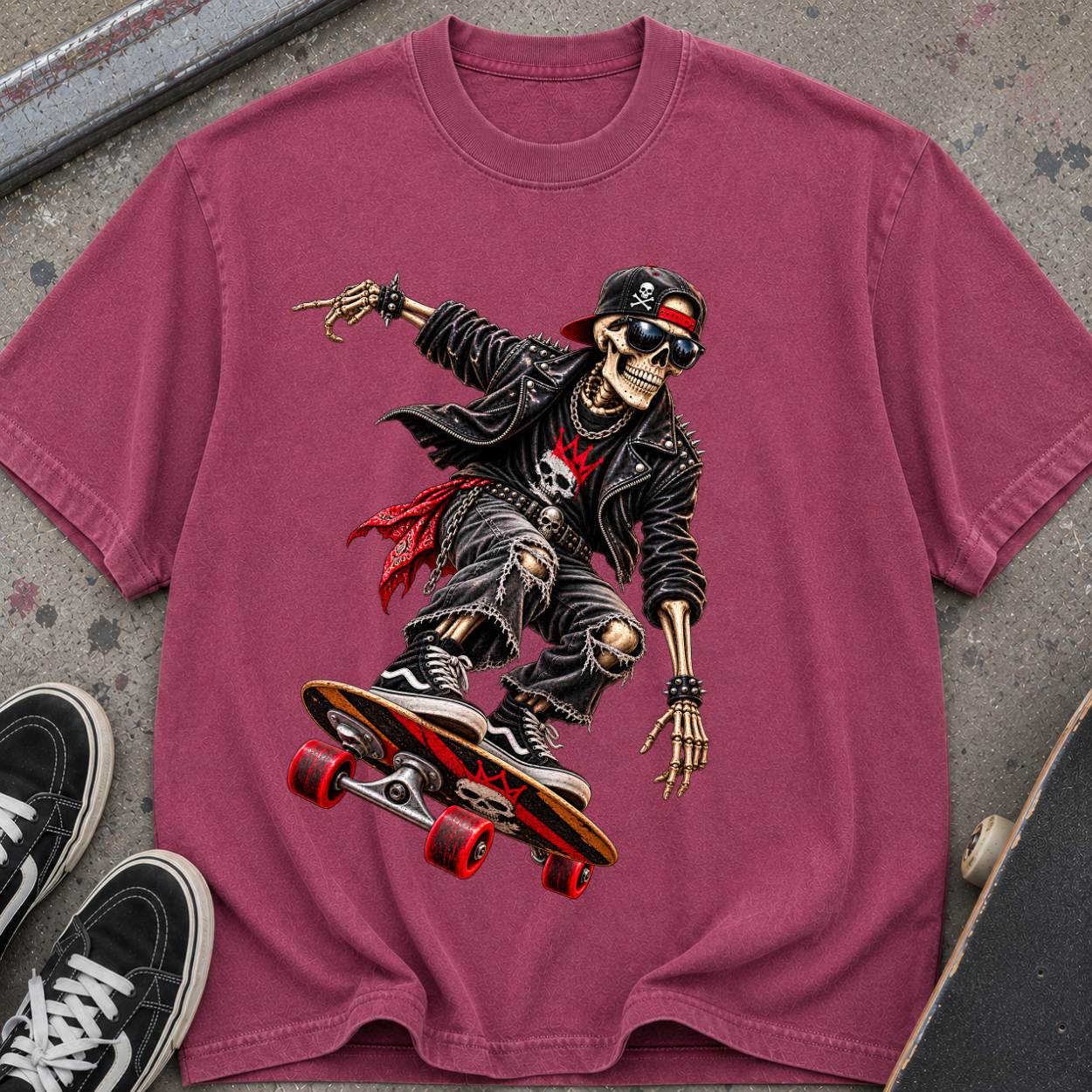 Skater Skeleton Skateboard T-Shirt