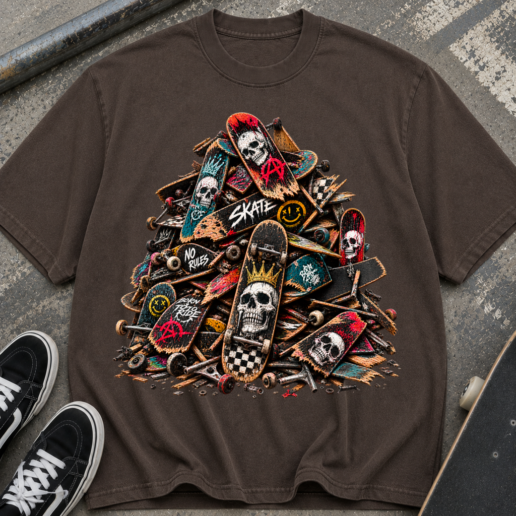 Skateboard Skull Pile T‑Shirt