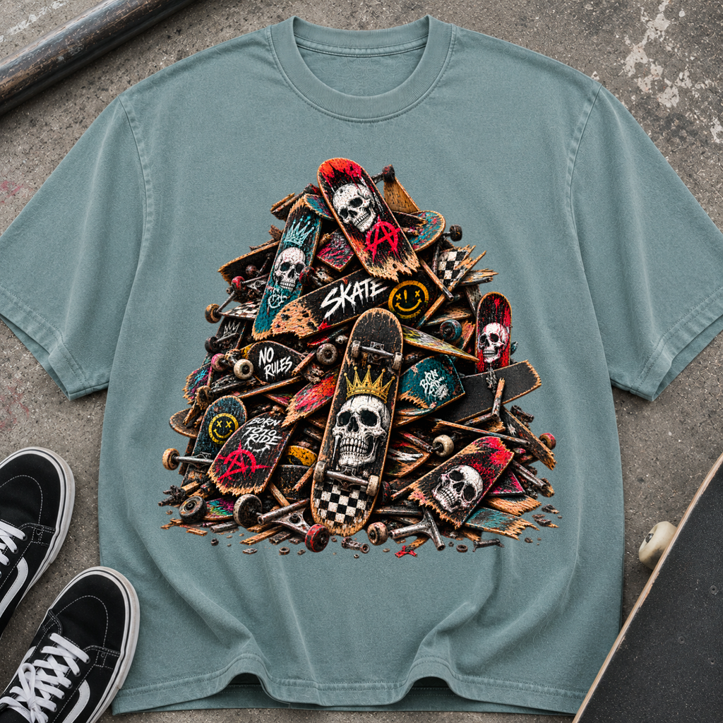 Skateboard Skull Pile T‑Shirt