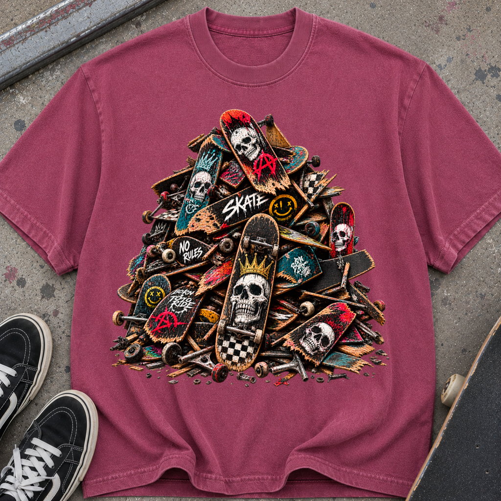 Skateboard Skull Pile T‑Shirt