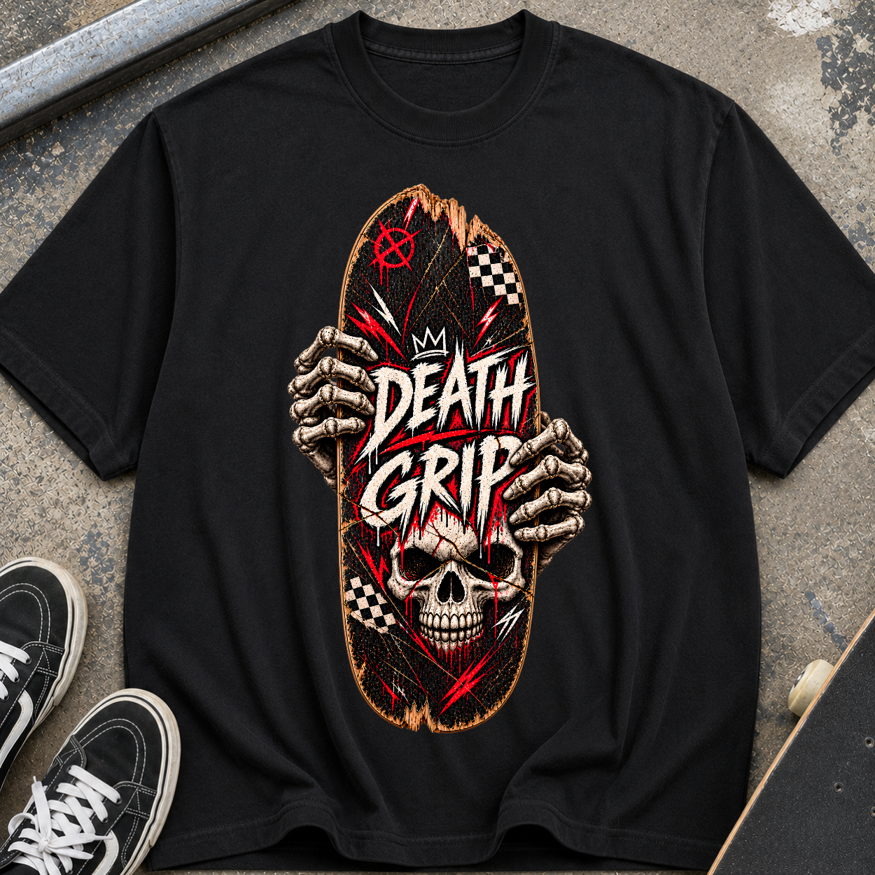 Skull 'Death Grip' Skateboard T-Shirt