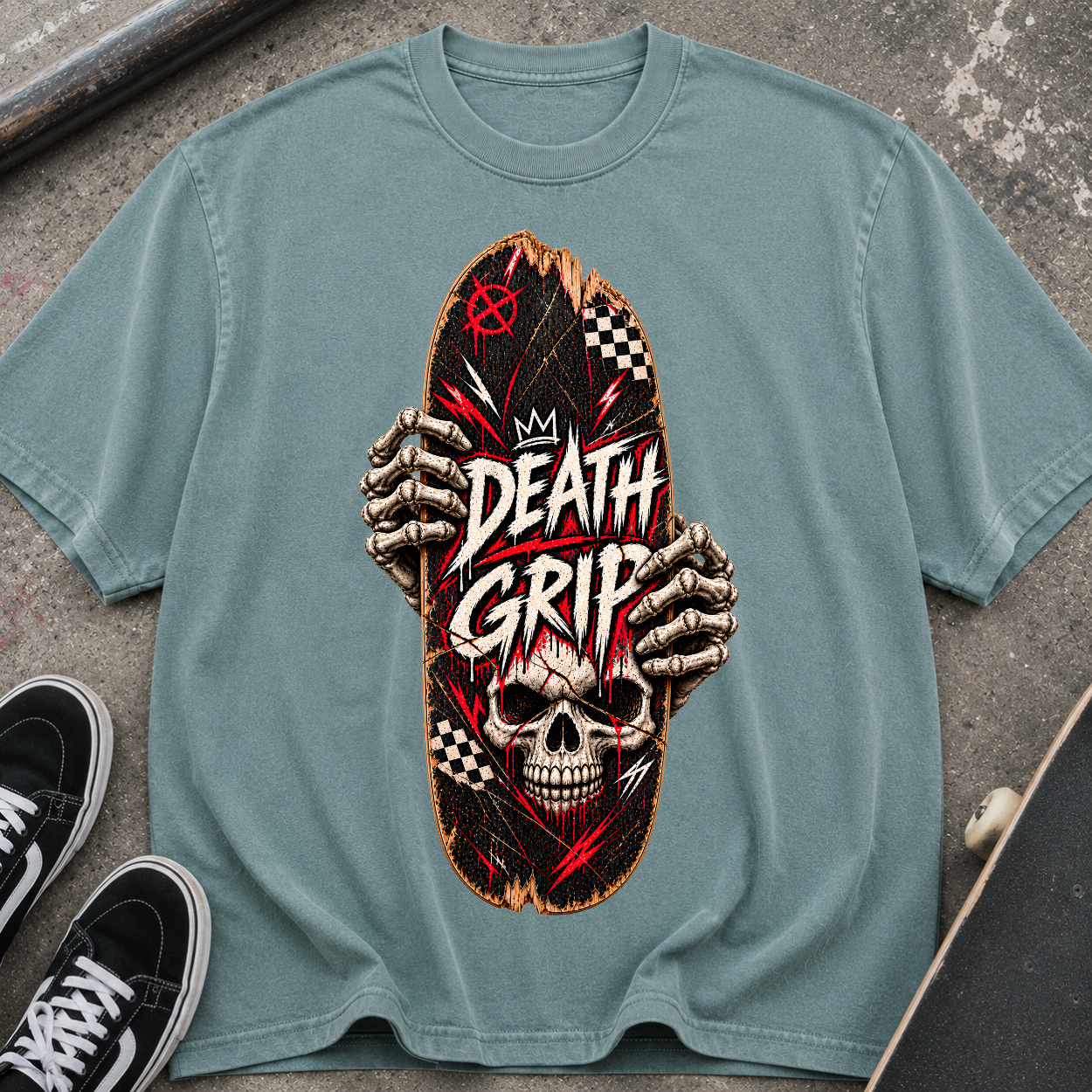 Skull 'Death Grip' Skateboard T-Shirt