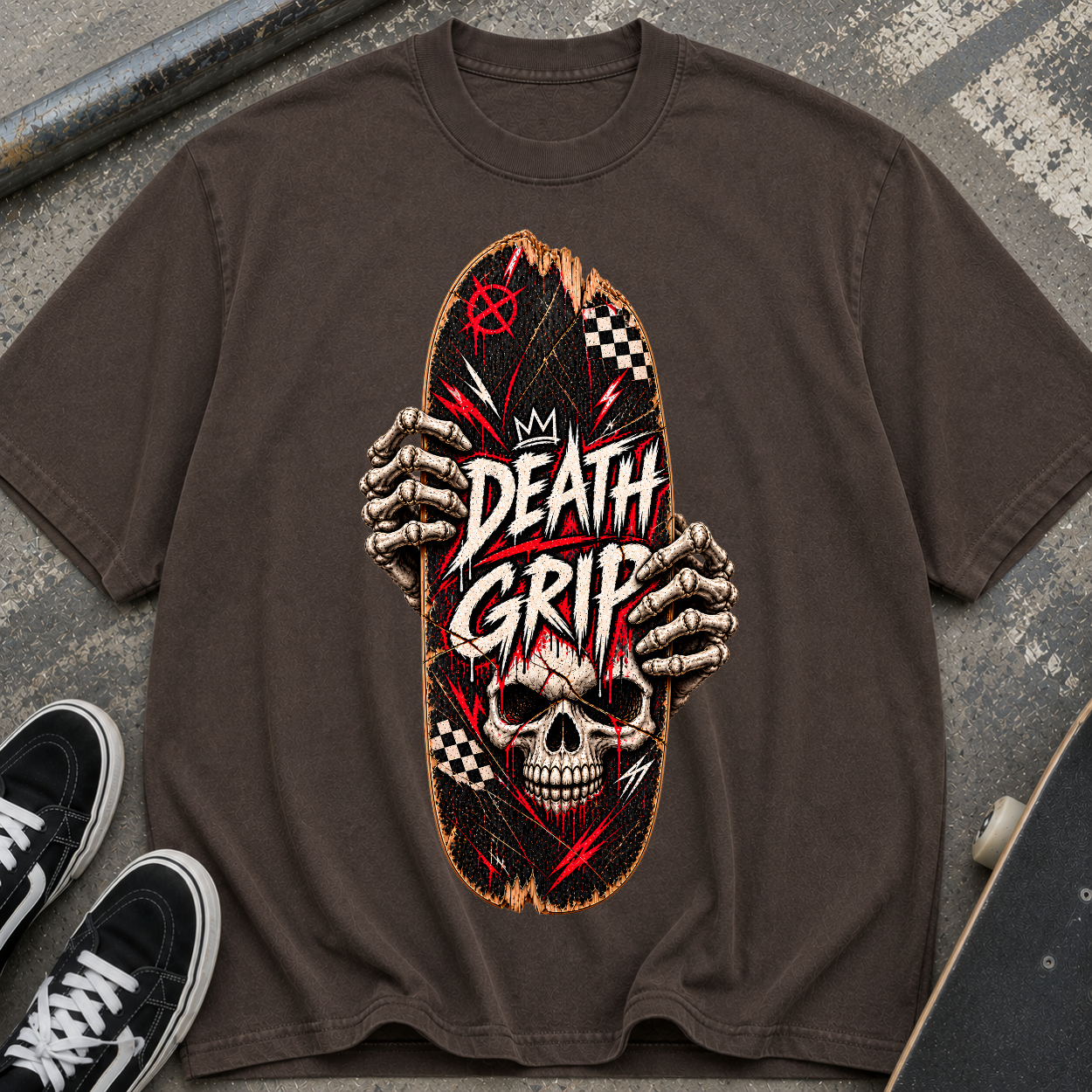 Skull 'Death Grip' Skateboard T-Shirt