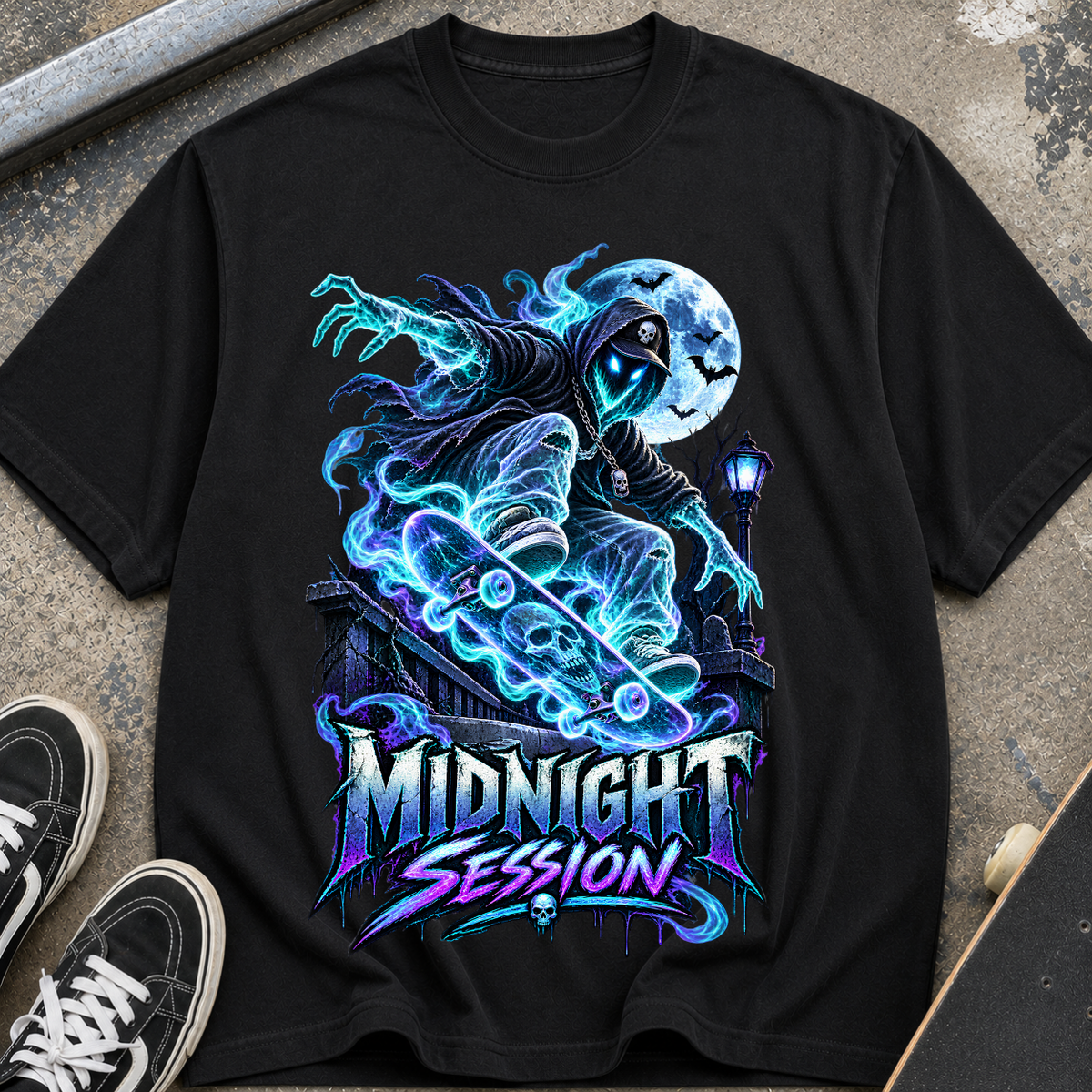 Midnight Session Skateboard Grim Reaper T-Shirt