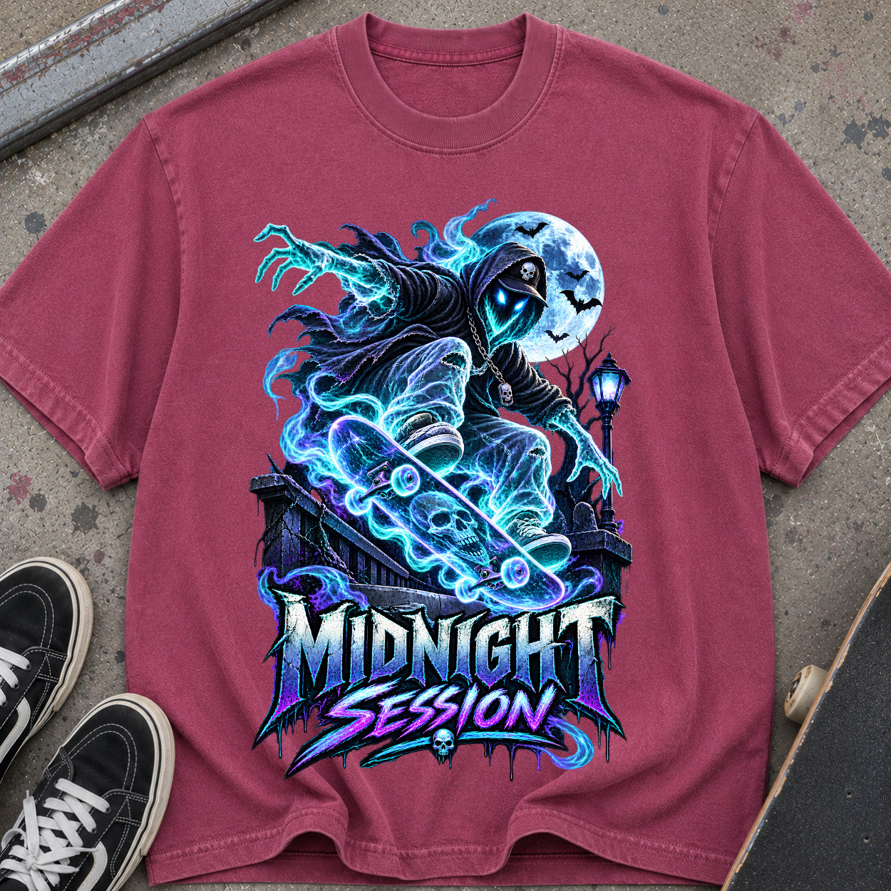 Midnight Session Skateboard Grim Reaper T-Shirt