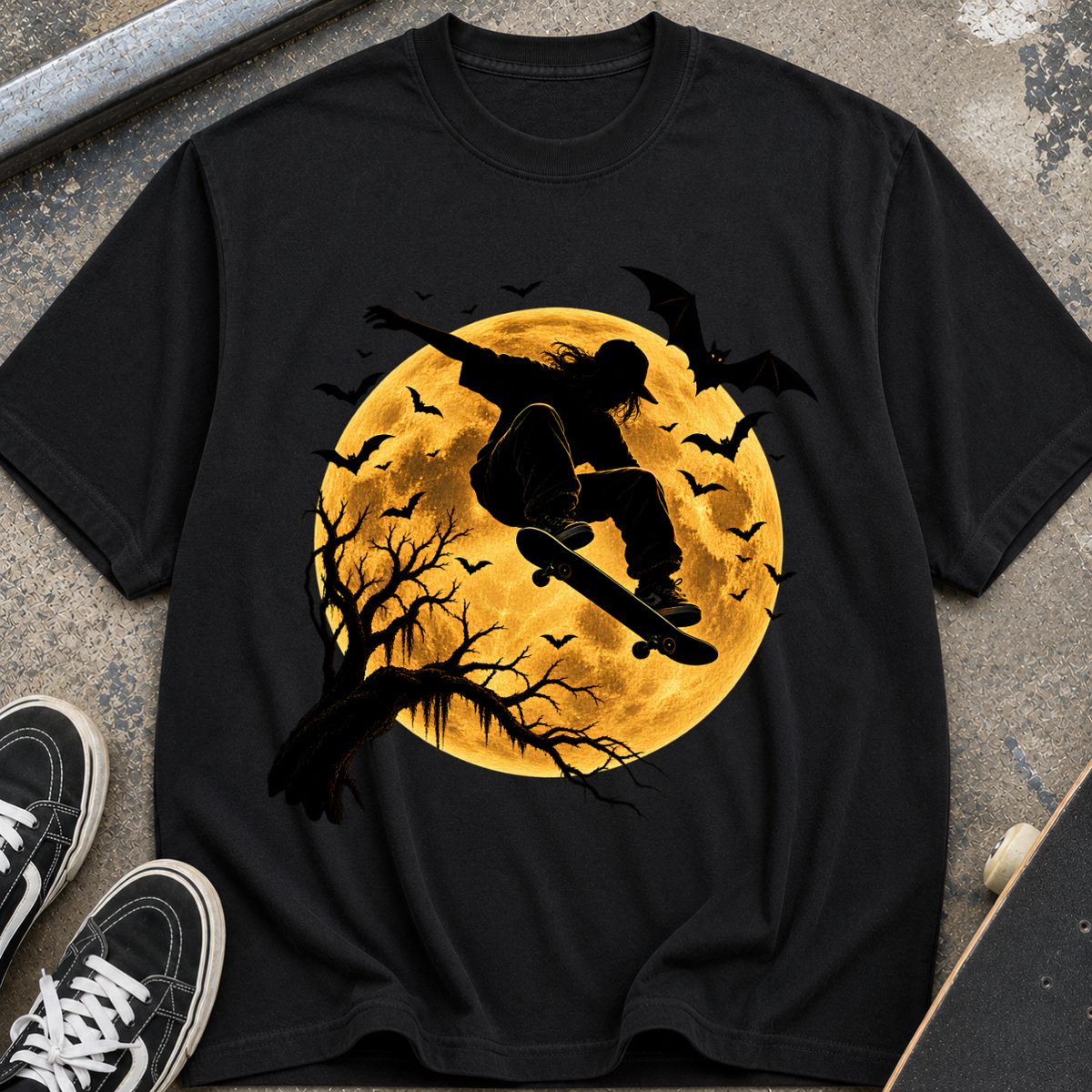 Skateboarder Moon Halloween T-Shirt