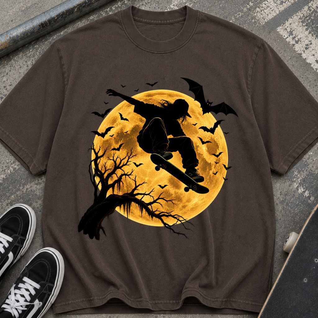 Skateboarder Moon Halloween T-Shirt