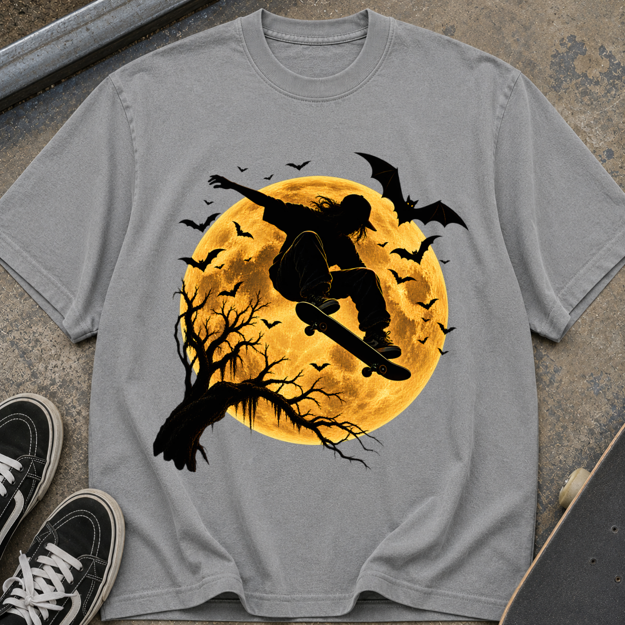 Skateboarder Moon Halloween T-Shirt