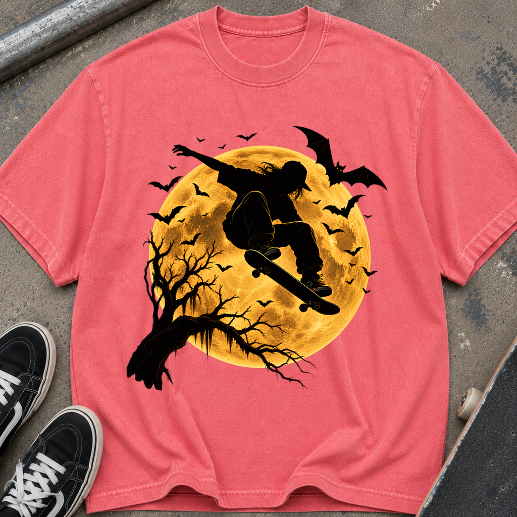 Skateboarder Moon Halloween T-Shirt