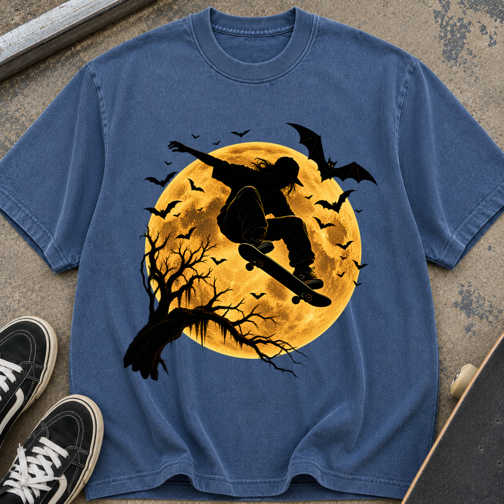 Skateboarder Moon Halloween T-Shirt