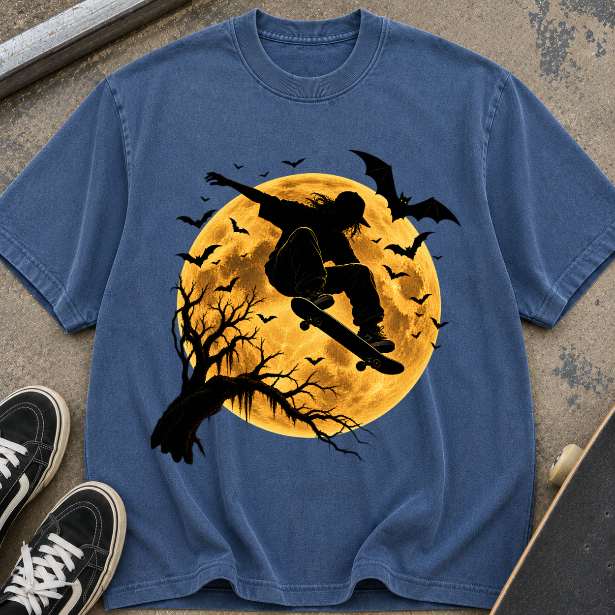 Skateboarder Moon Halloween T-Shirt
