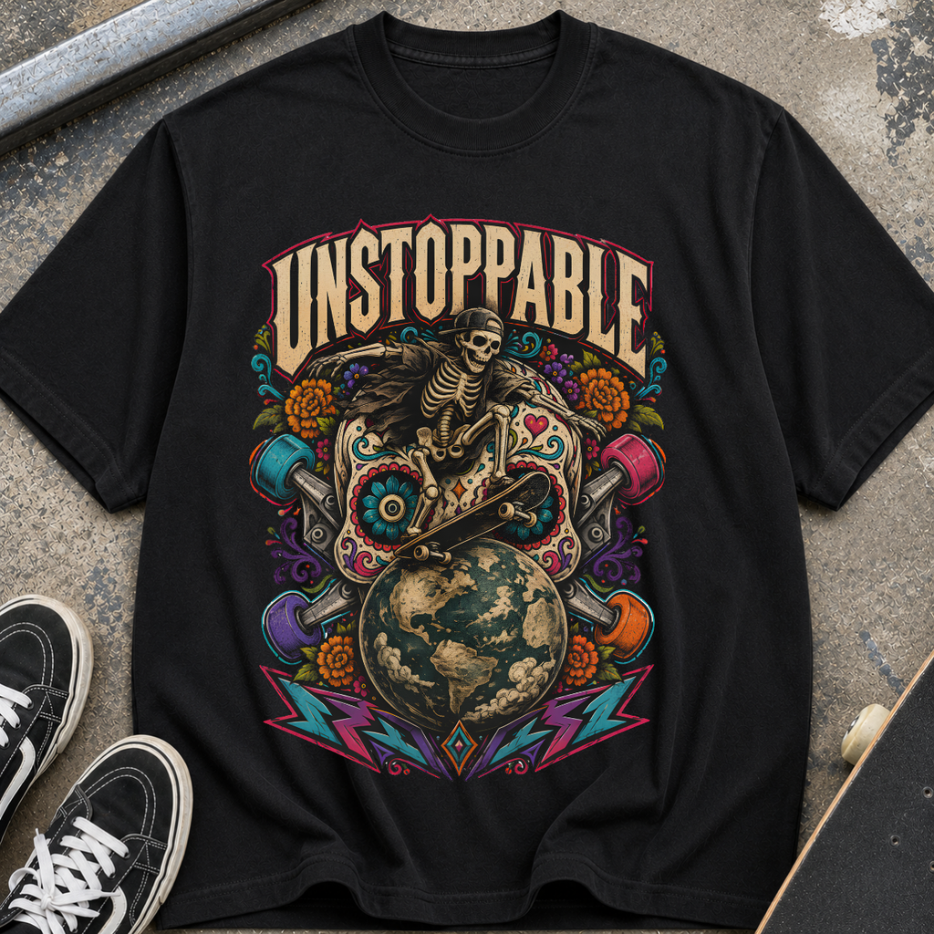 Unstoppable Skeleton Globe T-Shirt