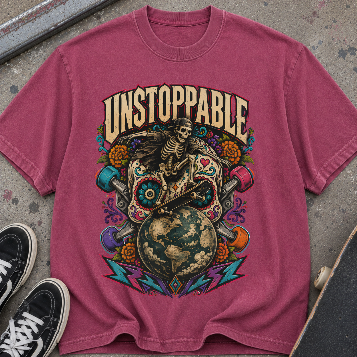 Unstoppable Skeleton Globe T-Shirt