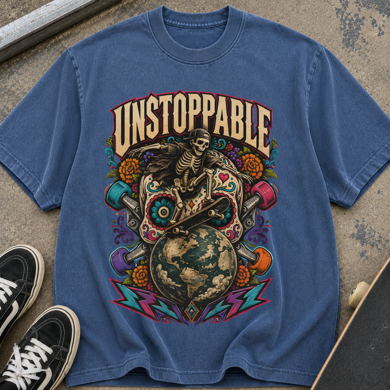 Unstoppable Skeleton Globe T-Shirt