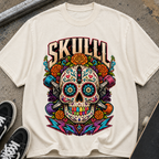 Skull T-Shirt — Colorful Day of the Dead Skull Graphic Tee