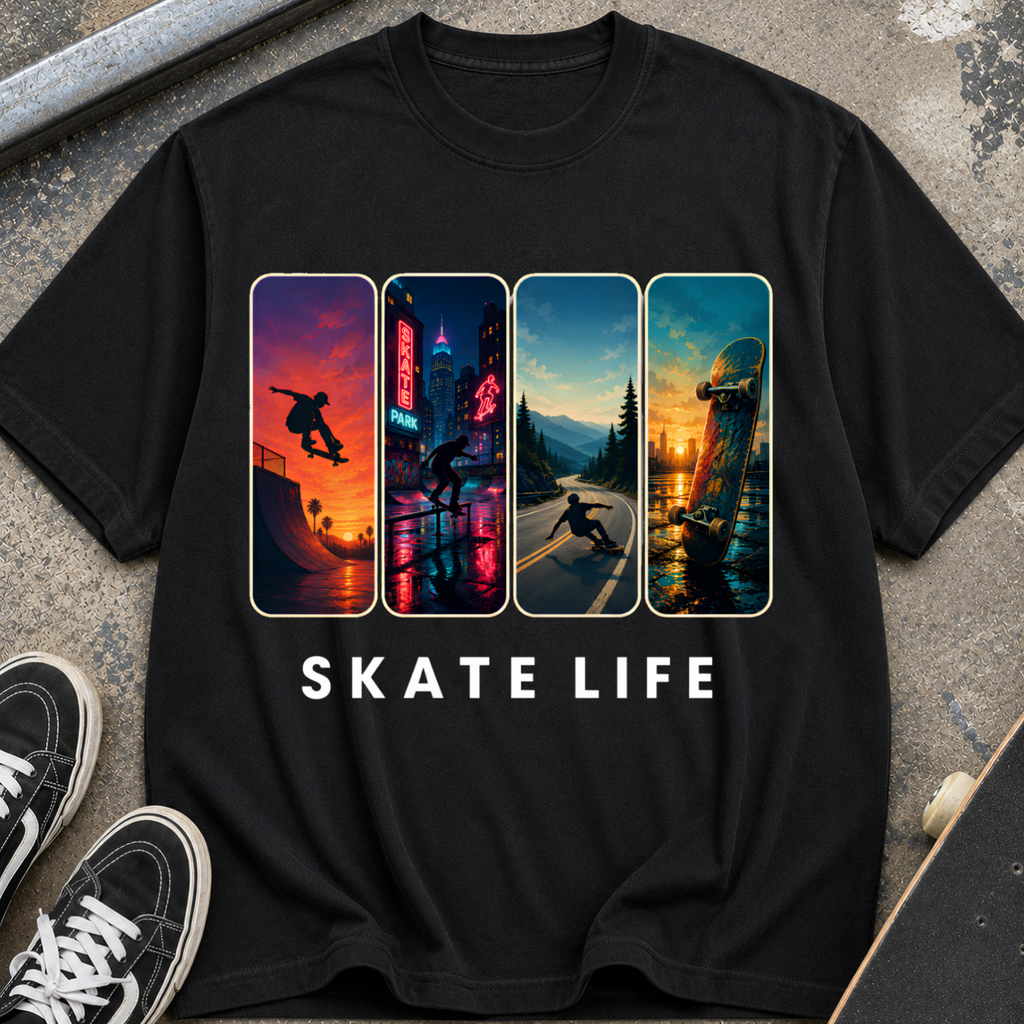 Skate Life Vintage Panel Graphic T-Shirt