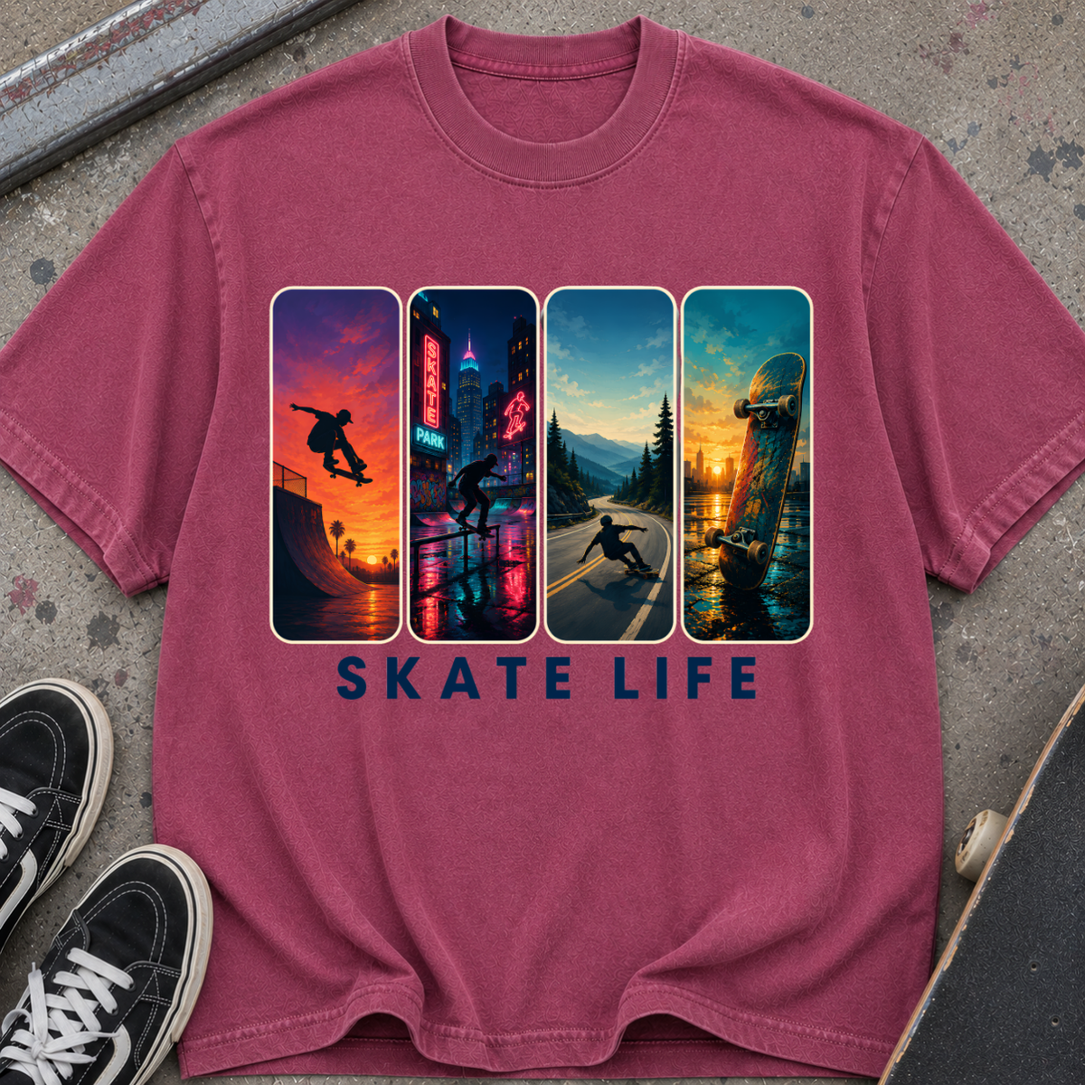Skate Life Vintage Panel Graphic T-Shirt
