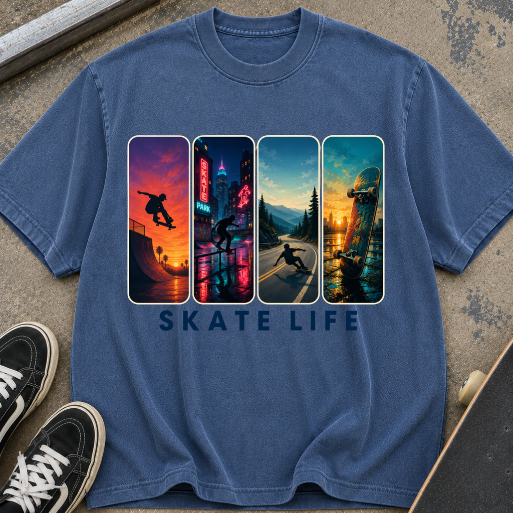 Skate Life Vintage Panel Graphic T-Shirt