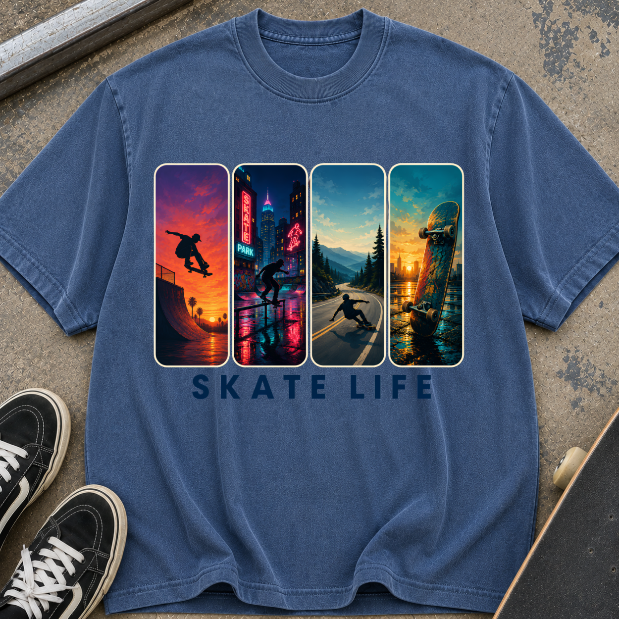 Skate Life Vintage Panel Graphic T-Shirt