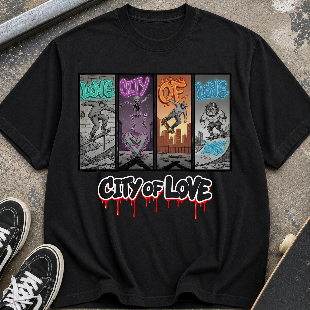 City of Love Graphic T-Shirt — Street Art Skateboard Vibe