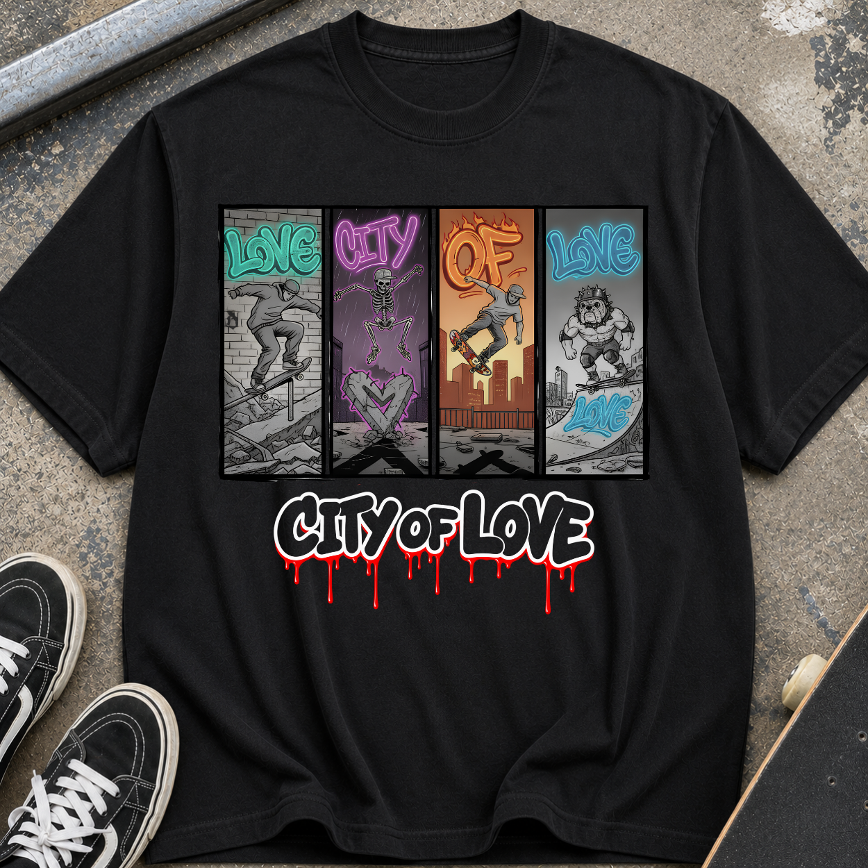 City of Love Graphic T-Shirt — Street Art Skateboard Vibe