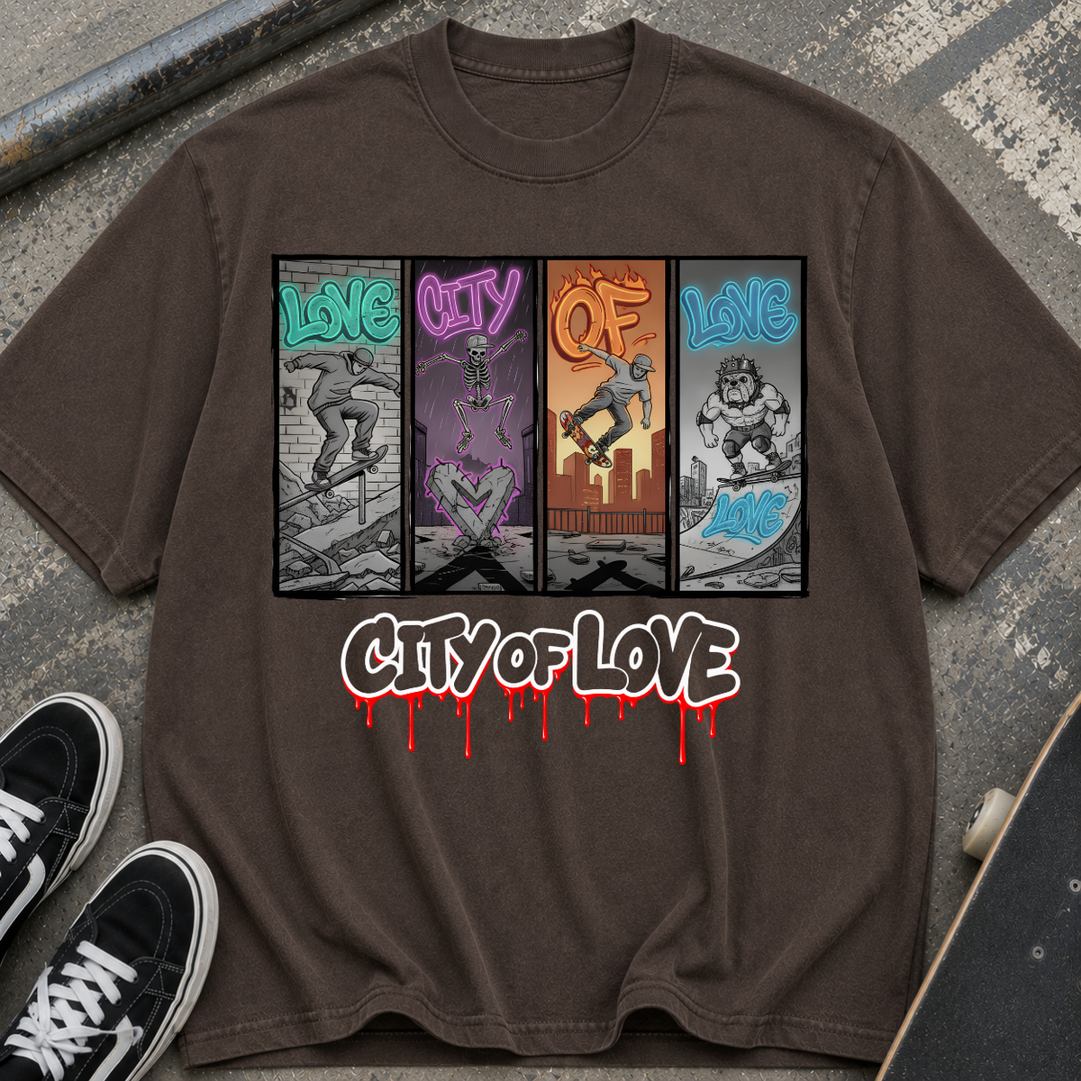 City of Love Graphic T-Shirt — Street Art Skateboard Vibe