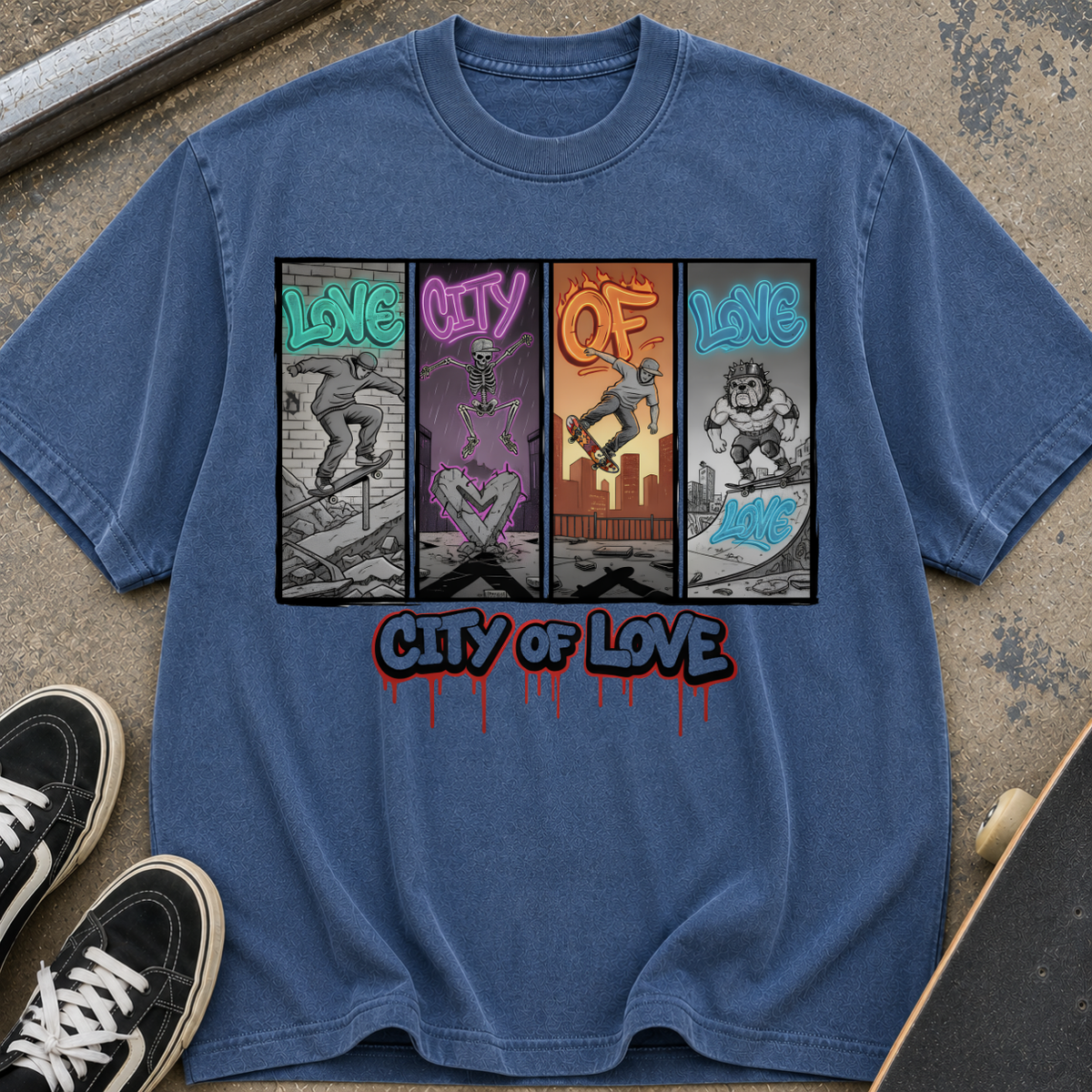 City of Love Graphic T-Shirt — Street Art Skateboard Vibe