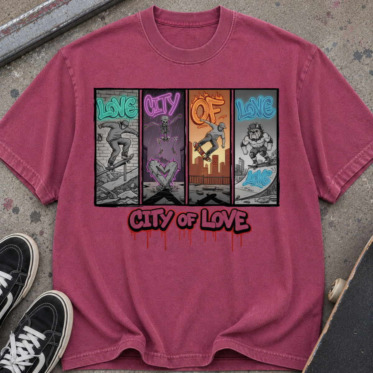 City of Love Graphic T-Shirt — Street Art Skateboard Vibe