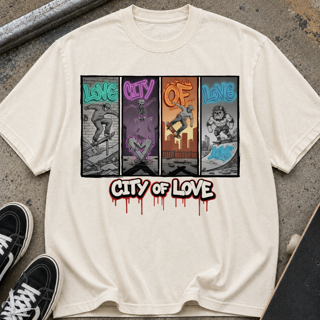 City of Love Graphic T-Shirt — Street Art Skateboard Vibe